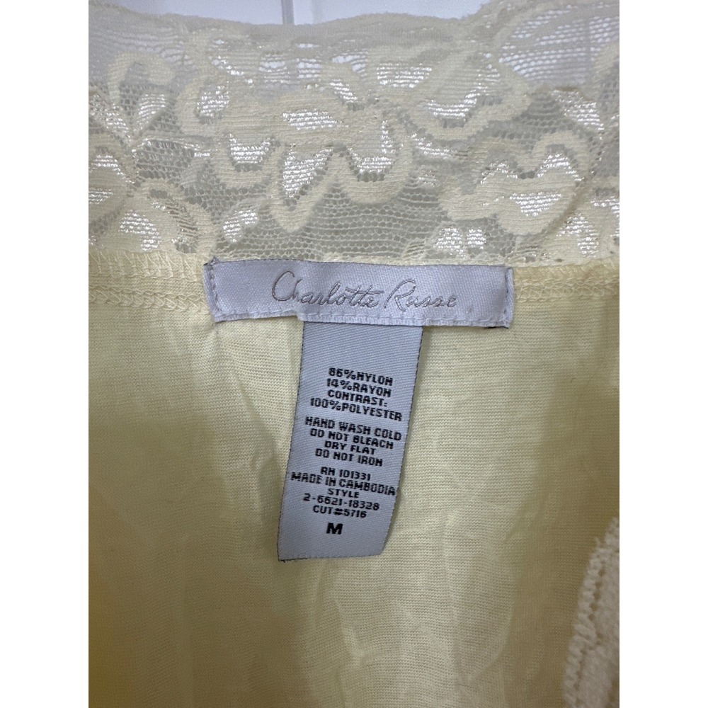 Y2K Charlotte Russe Yellow Floral Lace Camisole Sheer Adjustable Strap Medium - Picture 7 of 7